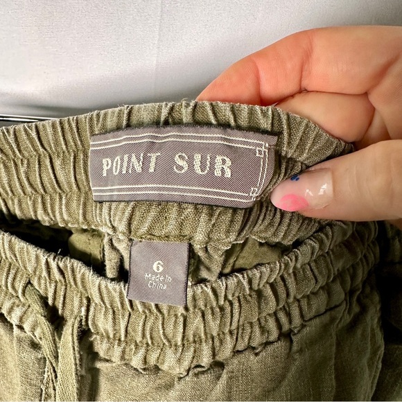 🌿 J.Crew Point Sur Linen-Lyocell Jogger Pants (6) Olive Green, Elastic Waist - Picture 9 of 14